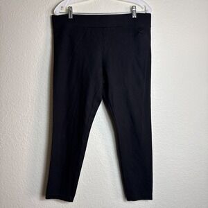 Ann Taylor Women's Pant Size L Black Pull On Stretch Cropped Elastic‎ Waist